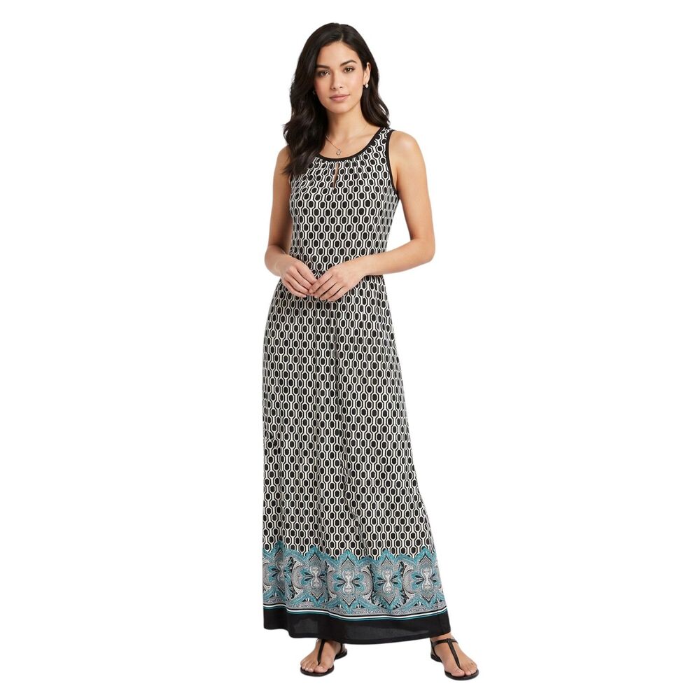 Mitano Women's Sleeveless Geometric Maxi Dress - Medium